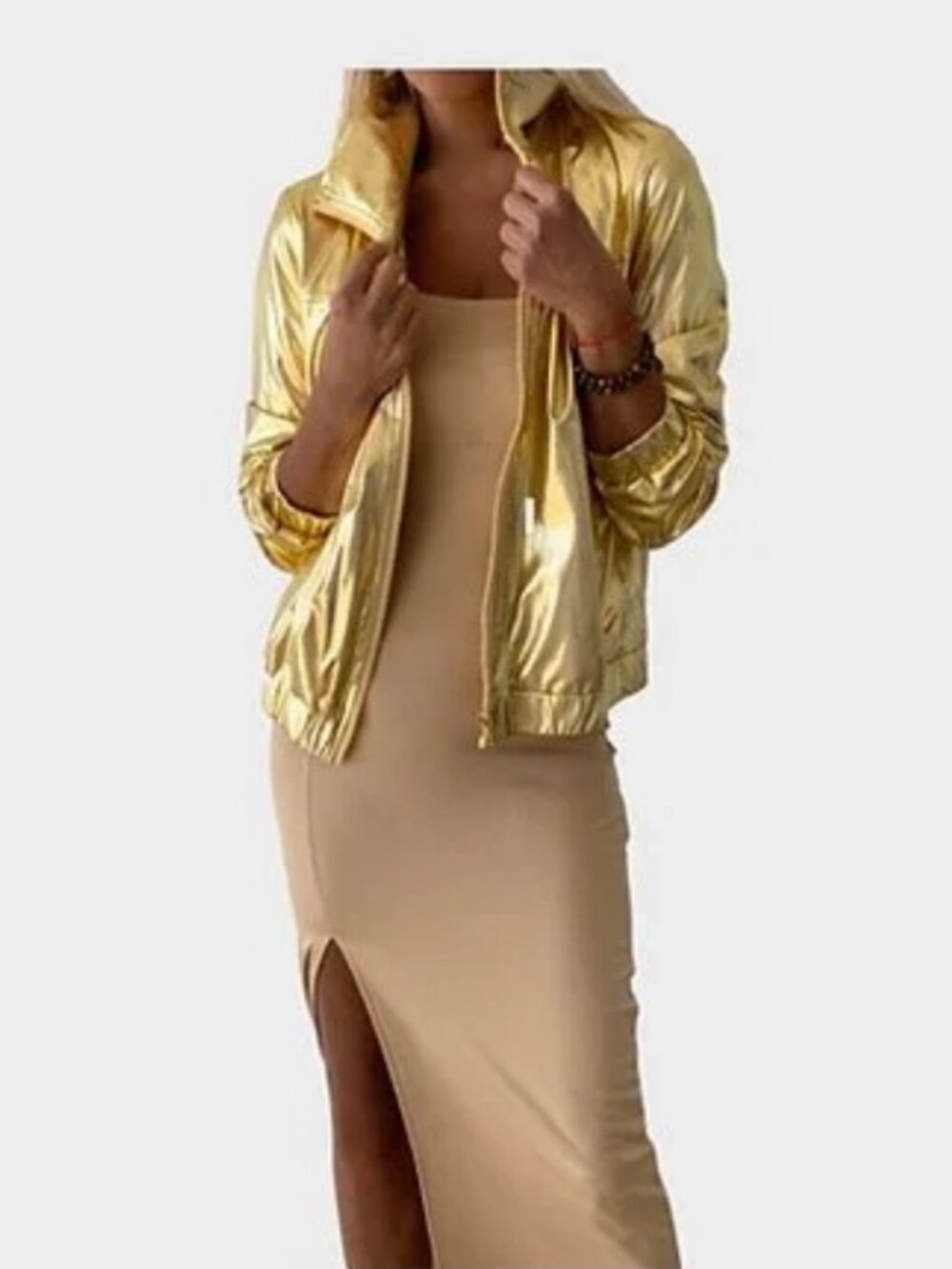 EUC REGINE CHEVALLIER 4.3 Gold Metallic Jacket - The St. Tropez S